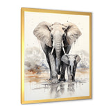 Elegant Elephant With Calf In Motion - Elephant Home Decor Art