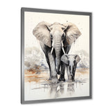 Elegant Elephant With Calf In Motion - Elephant Home Decor Art