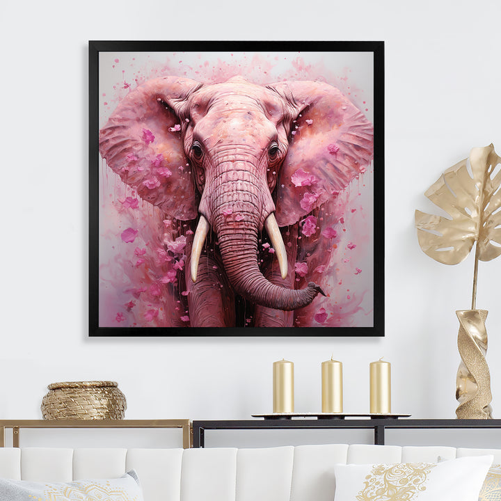 Pink Romantic Blooms Elephant - Elephant Wall Art Prints