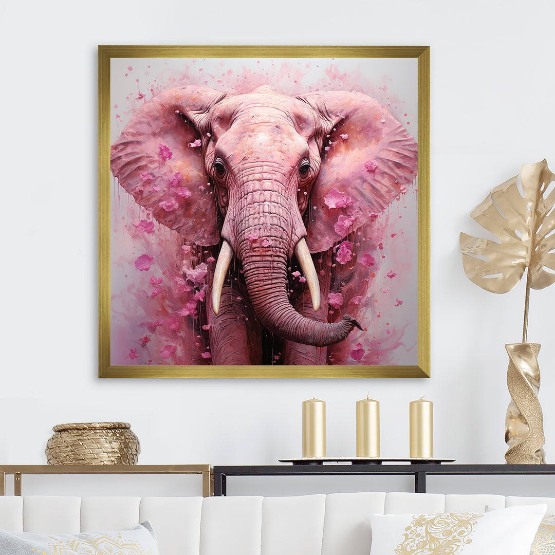 Pink Romantic Blooms Elephant - Elephant Wall Art Prints