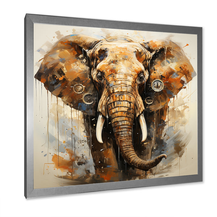 Elephant Grace In Portrait - Elephant Framed Canvas Art