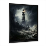 Lighthouse Battling The Stormy Waves - Architecture Canvas Wall Art