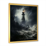 Lighthouse Battling The Stormy Waves - Architecture Canvas Wall Art