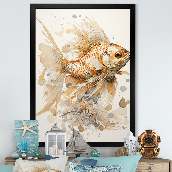 Golden Fish Elegance - Fish Canvas Wall Art