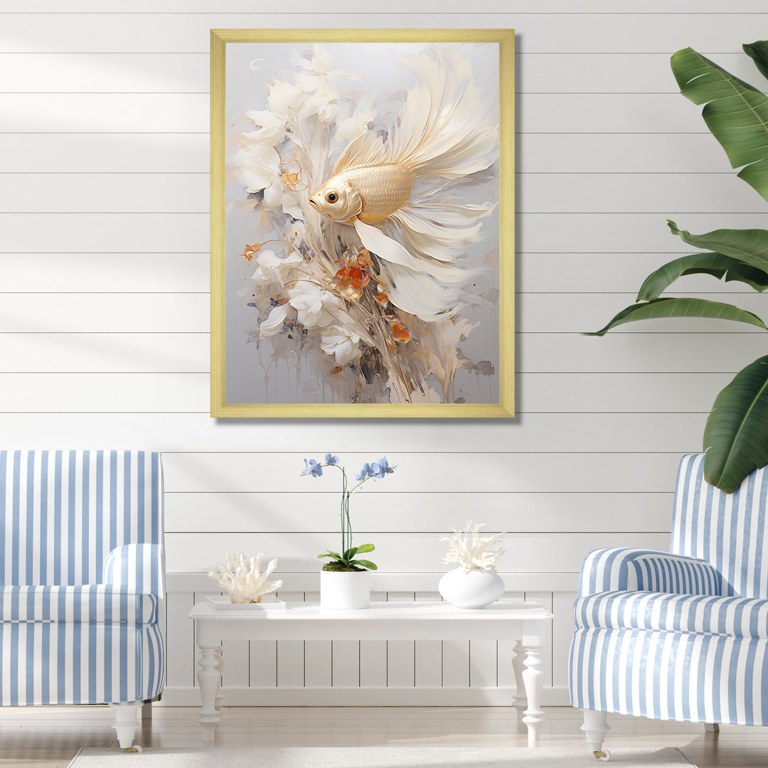 Golden Fish And Long Tails - Fish Wall Decor