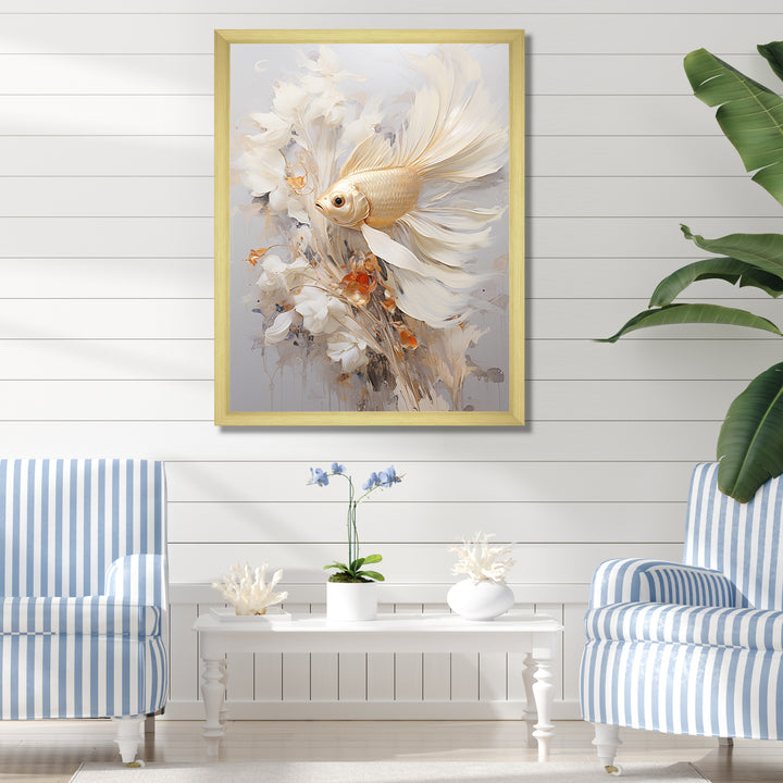 Golden Fish And Long Tails - Fish Wall Decor