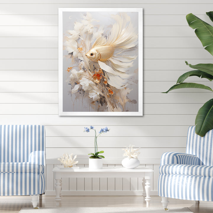 Golden Fish And Long Tails - Fish Wall Decor
