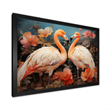 Graceful Orange Flamingo Ballet - Flamingo Large Canvas Wall Art