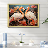 Graceful Orange Flamingo Ballet - Flamingo Large Canvas Wall Art