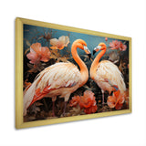 Graceful Orange Flamingo Ballet - Flamingo Large Canvas Wall Art