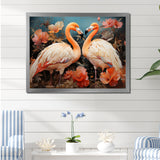 Graceful Orange Flamingo Ballet - Flamingo Large Canvas Wall Art