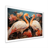 Graceful Orange Flamingo Ballet - Flamingo Large Canvas Wall Art