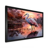 White Flamingo Lake Serenity - Flamingo Living Room Wall Art