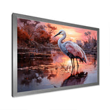 White Flamingo Lake Serenity - Flamingo Living Room Wall Art
