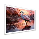 White Flamingo Lake Serenity - Flamingo Living Room Wall Art