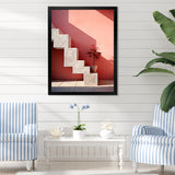 Geometric Architectural Stairway Grace - Flamingo Canvas Wall Art