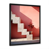 Geometric Architectural Stairway Grace - Flamingo Canvas Wall Art