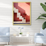 Geometric Architectural Stairway Grace - Flamingo Canvas Wall Art