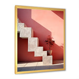 Geometric Architectural Stairway Grace - Flamingo Canvas Wall Art