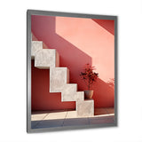 Geometric Architectural Stairway Grace - Flamingo Canvas Wall Art