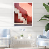 Geometric Architectural Stairway Grace - Flamingo Canvas Wall Art