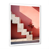 Geometric Architectural Stairway Grace - Flamingo Canvas Wall Art