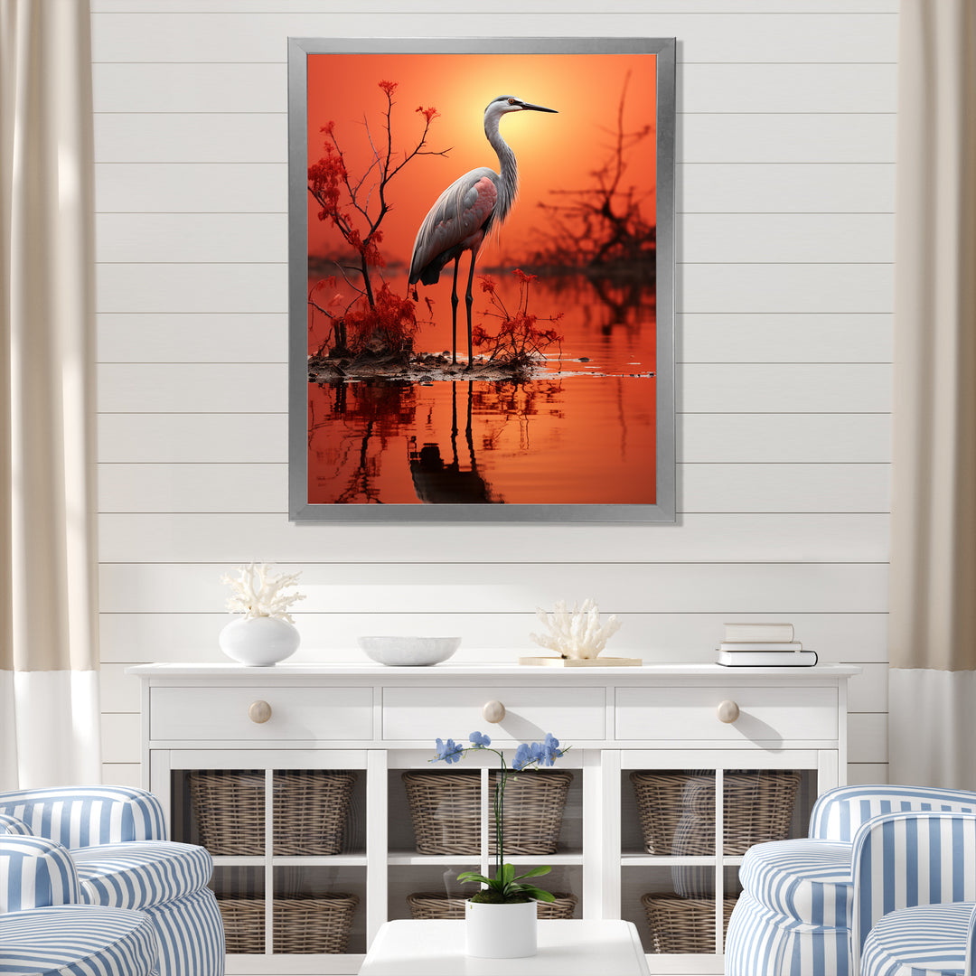 White Flamingo Elegance - Flamingo Bedroom Wall Art