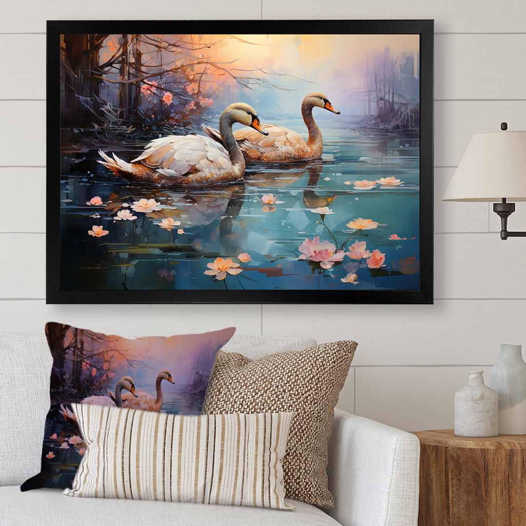 White Flamingo Twilight - Flamingo Canvas Wall Art