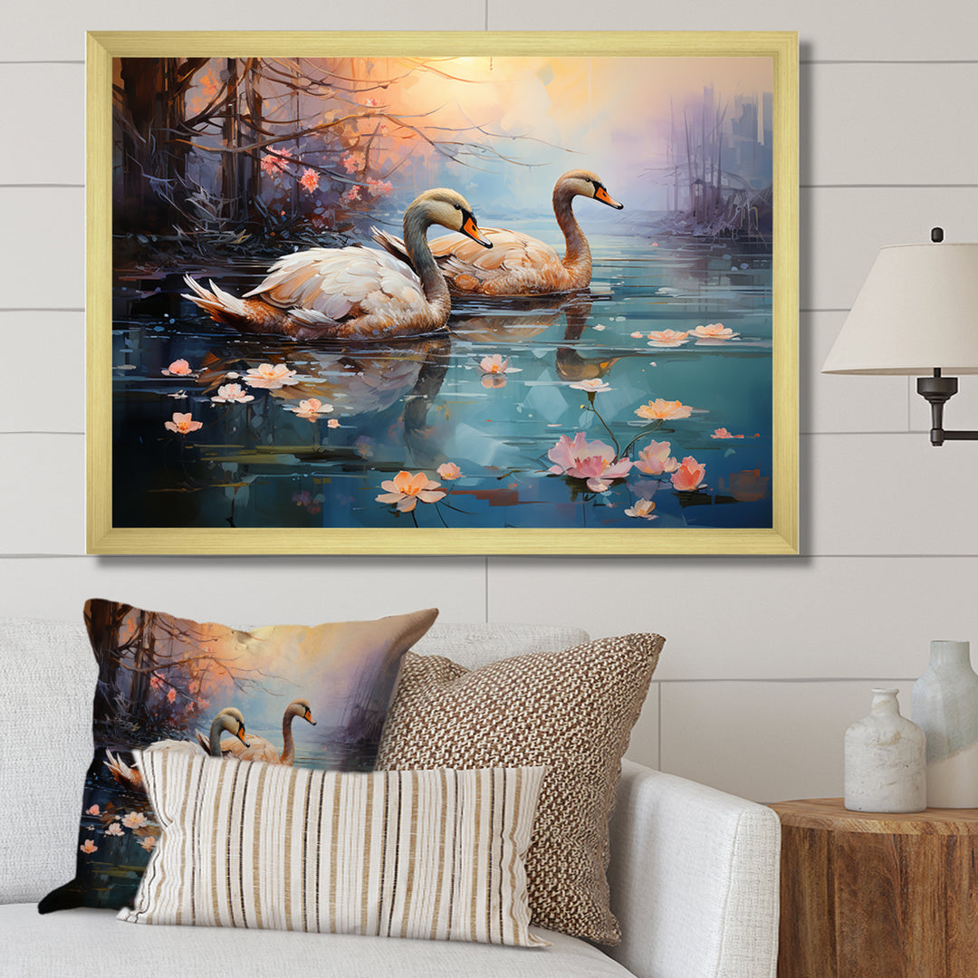 White Flamingo Twilight - Flamingo Canvas Wall Art