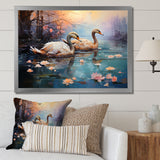 White Flamingo Twilight - Flamingo Canvas Wall Art