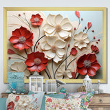 Red And White Crimson Flower S Embrace - Floral Canvas Wall Art