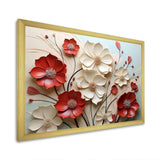 Red And White Crimson Flower S Embrace - Floral Canvas Wall Art