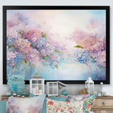 Blue And Pink Hydrangea Solitude In Nature - Floral Canvas Wall Art