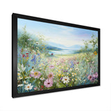 Simplity Wreath Green Flower Field - Floral Canvas Wall Art