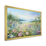 Simplity Wreath Green Flower Field - Floral Canvas Wall Art