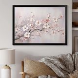 Pink And Grey Cherry Blossom Charm - Floral Canvas Wall Art