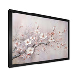 Pink And Grey Cherry Blossom Charm - Floral Canvas Wall Art