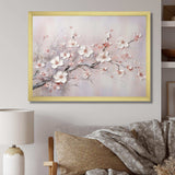 Pink And Grey Cherry Blossom Charm - Floral Canvas Wall Art