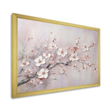 Pink And Grey Cherry Blossom Charm - Floral Canvas Wall Art