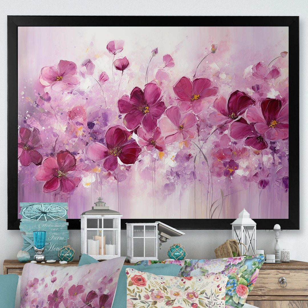 Fuschia Country Charm Flowers II - Floral Canvas Wall Art