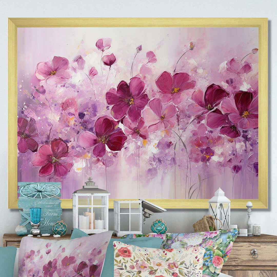 Fuschia Country Charm Flowers II - Floral Canvas Wall Art