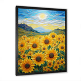 Vangogh Style Sunflowers Mountains - Floral Canvas Wall Art