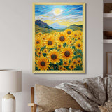 Vangogh Style Sunflowers Mountains - Floral Canvas Wall Art