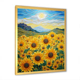 Vangogh Style Sunflowers Mountains - Floral Canvas Wall Art