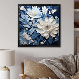 Watercolor Blue And White Seasonal Flowers III - Floral Canvas Wall Art