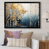 Minimalism Blue And Gold Forest - Landscapes Canvas Wall Art