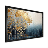 Minimalism Blue And Gold Forest - Landscapes Canvas Wall Art