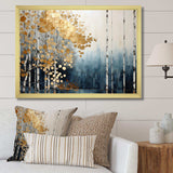 Minimalism Blue And Gold Forest - Landscapes Canvas Wall Art