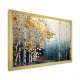 Minimalism Blue And Gold Forest - Landscapes Canvas Wall Art