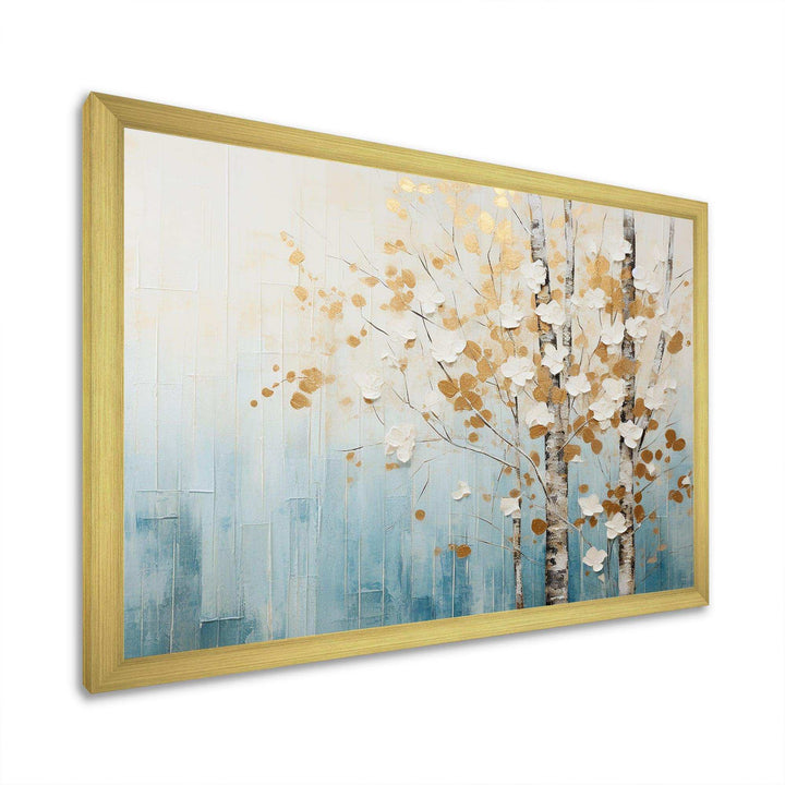 Minimalism Blue And Gold Forest I - Landscapes Canvas Wall Art